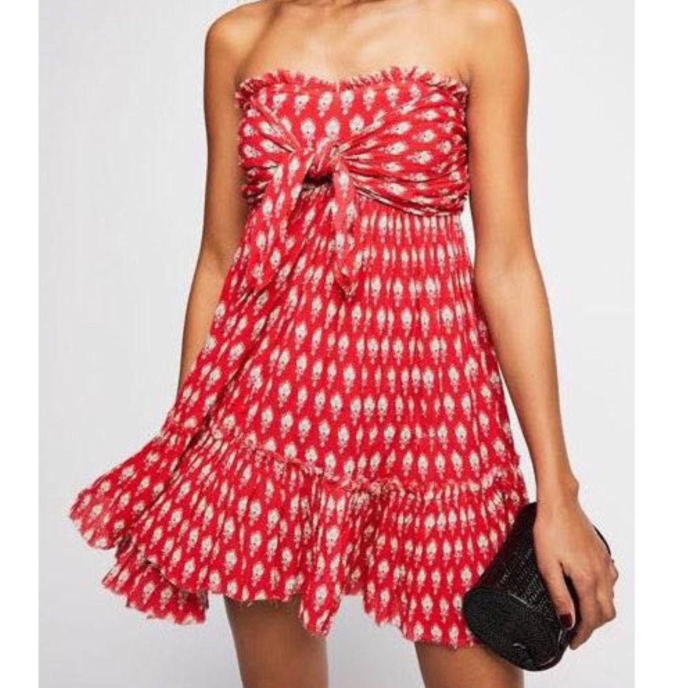 Free People One Bali Nights Red mini Dress Size S